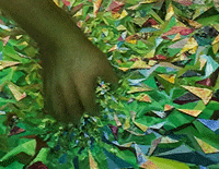 She's Got the Whole World.  Oil and Paint Chips on Canvas.